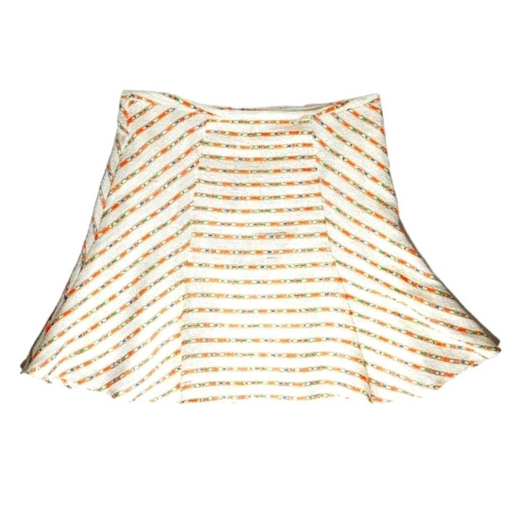 Maeve Lucaya Cotton Blend Tweed Skater Skirt Lined Neon Stripes size 12